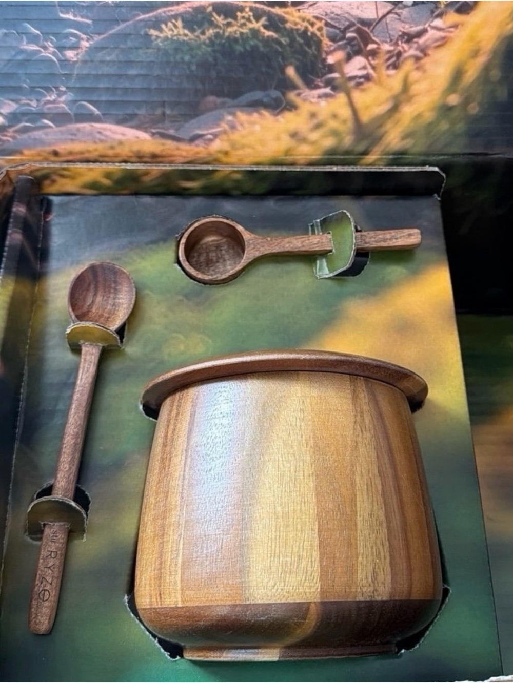 RYZE Wooden Storage Jar Set with Scoop and Spoon - Picture 3 of 3